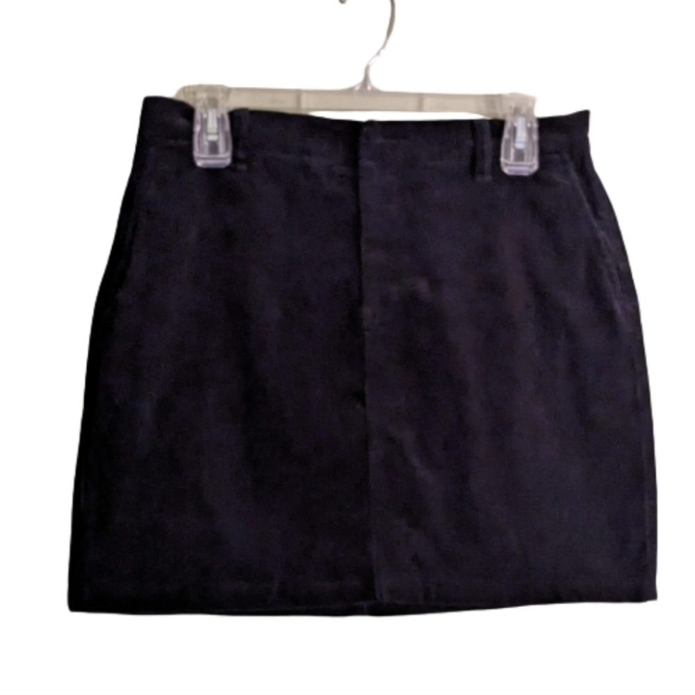 Calvin Klein Mini Skirt Black Corduroy  Pockets Cotton Size 8